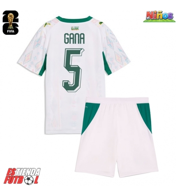 Senegal Idrissa Gueye #5 Primera Equipación Niños Mundial 2026 Manga Corta (+ Pantalones cortos)